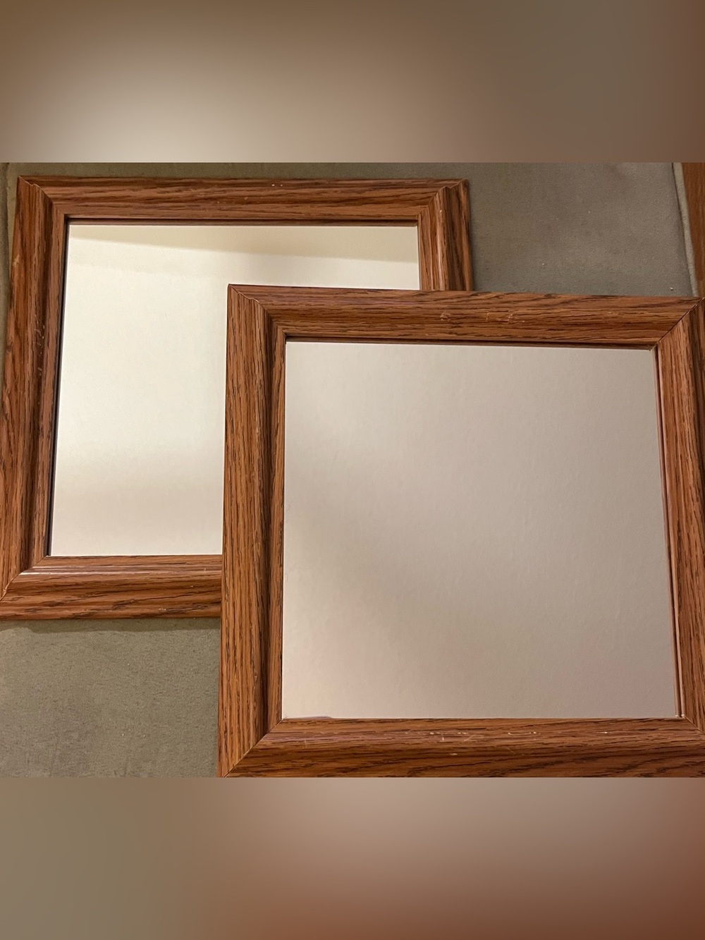 Set of 2 Faux Wood-Framed Mirrors